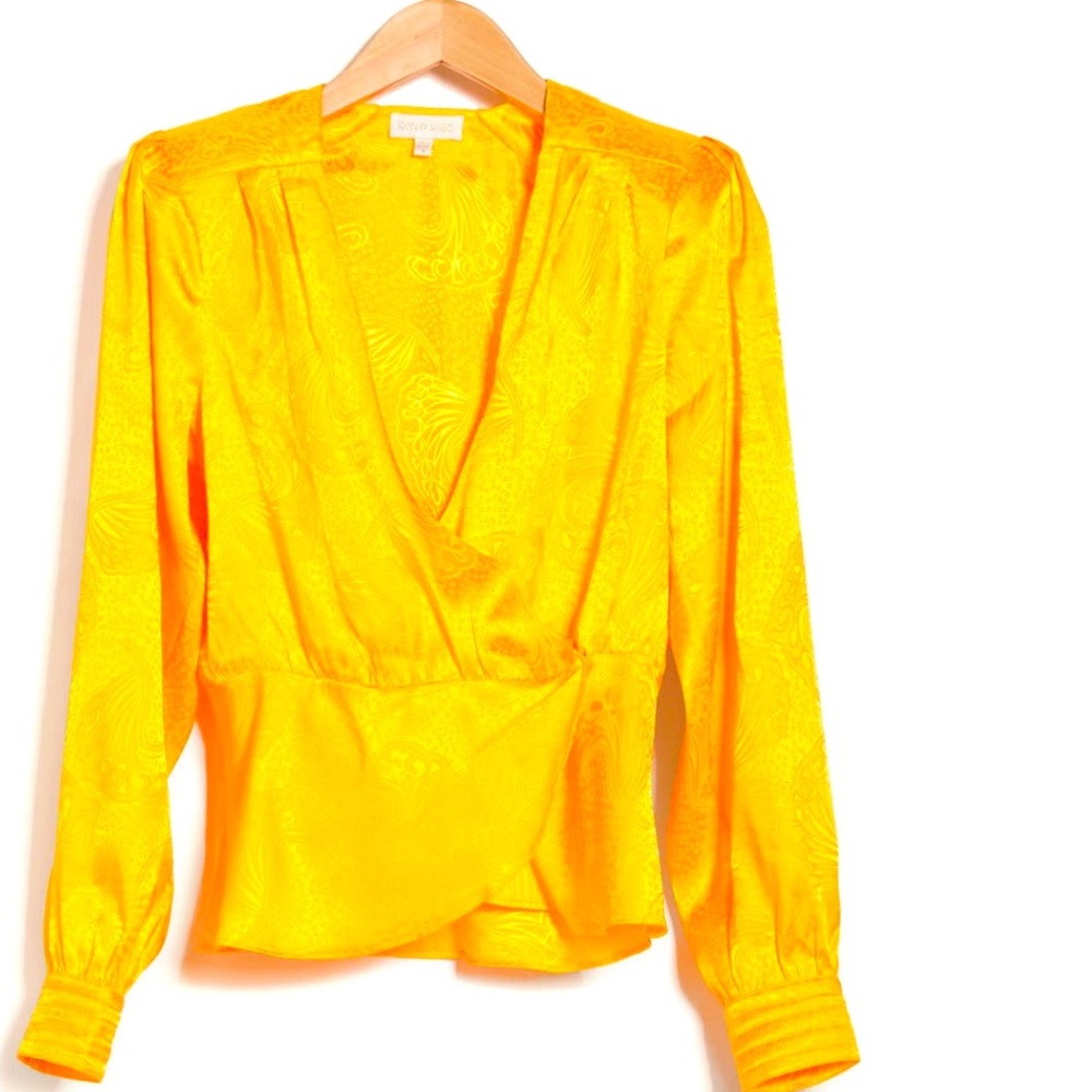 Ronny Kobo Lorie Satin Long Sleeve blouse sz XS. NWT retails for $378.